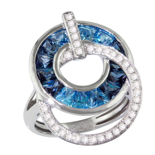 BELLARRI 14kt White Gold Blue Topaz Gemstone Ring from the Malibu Collection