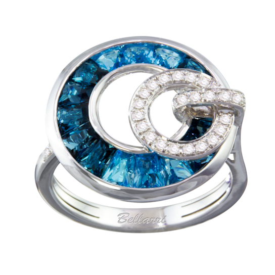 BELLARRI 14kt White Gold Blue Topaz Ring from the Poetry in Motion Collection