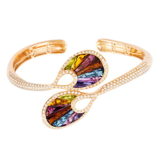 BELLARRI 14kt Rose Gold Multi Color Gemstone Bangle from the La Bouquet Collection