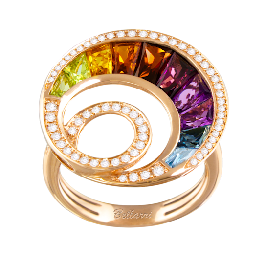 BELLARRI 14kt Rose Gold Multi Color Gemstone Ring from the Malibu – Wave Collection