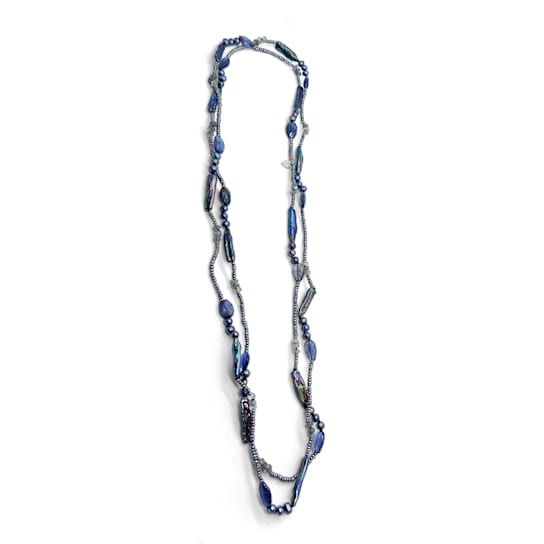 Stephen Dweck Pearl Blue Iolite and Labradorite Necklace in Sterling
Silver - 72 Inches