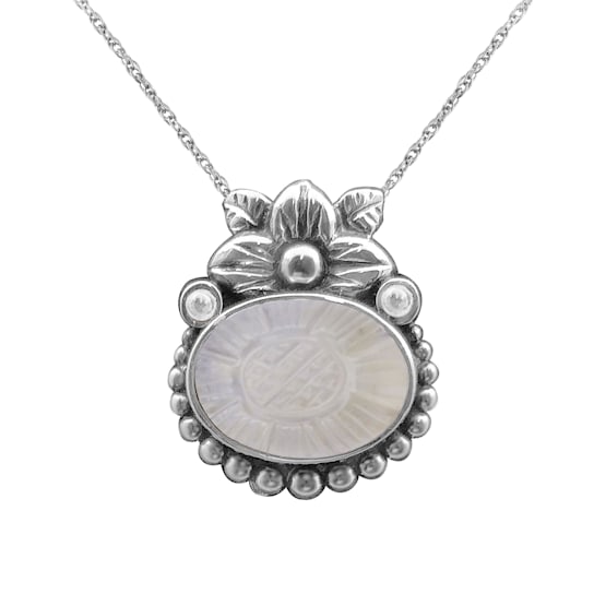 Stephen Dweck Carved White Bone Pendant in Sterling Silver