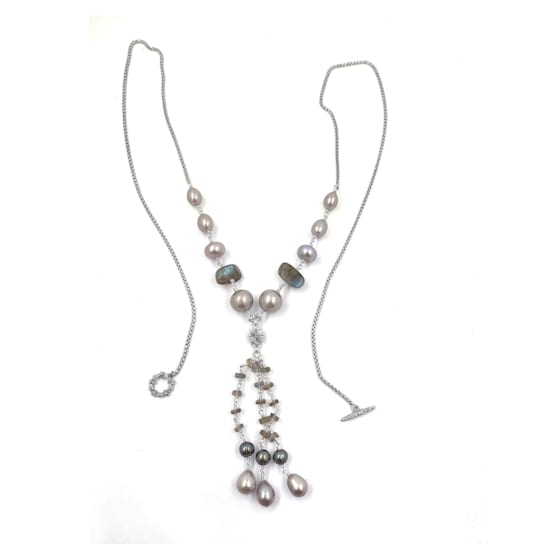 Stephen Dweck Pearl and Labradorite Tassel Necklace in Sterling Silver