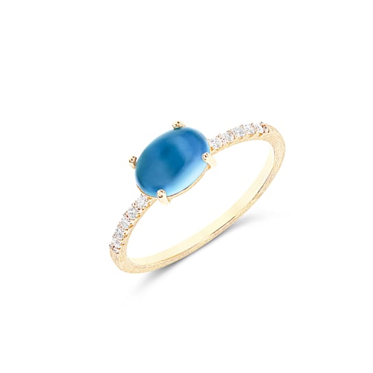 "Azure" 18kt Gold, diamonds and London Blue Topaz medium ring