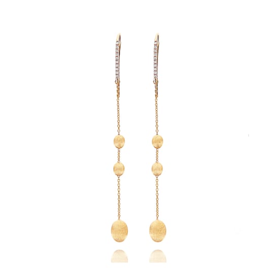 "Ciliegine" 18kt Gold and diamonds long Earrings