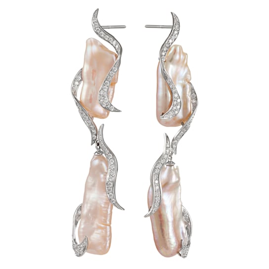 One-of-a-Kind 14K Freshwater Pearl and Diamond Earrings