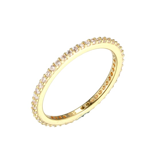18K Yellow Gold Plated Sterling Silver Cubic Zirconia Classic Stackable
Ring Wedding Band