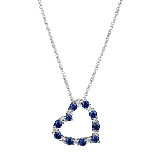 0.15 cttw Lab Grown Diamond & Created Blue Sapphire Sterling Silver
Open Heart Pendant Necklace