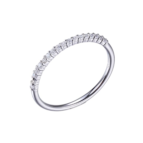 Rhodium Plated Sterling Silver Cubic Zirconia Classic Stackable Ring
Wedding Band
