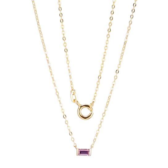 18K Yellow Gold Plated Sterling Silver Cubic Zirconia Baguette Cut
Pendant Necklace, 18"
