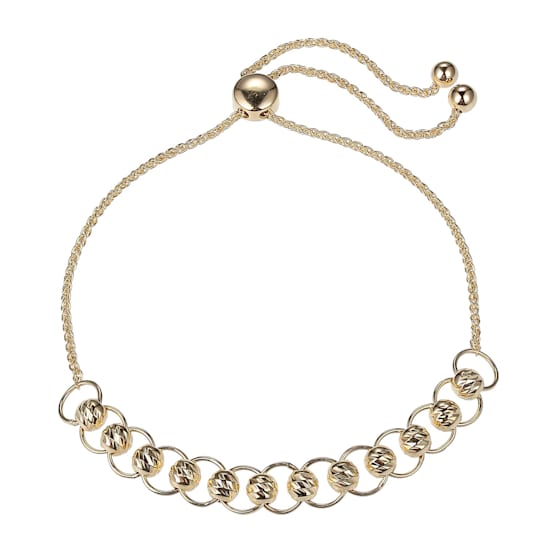 SILVER/GOLD PLATE NO STONE LINK AND BALL BOLO BRACELET