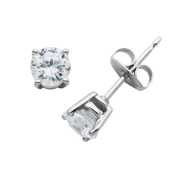 Sterling Silver 5mm Round Cubic Zirconia (1 cttw) Classic Stud Earrings