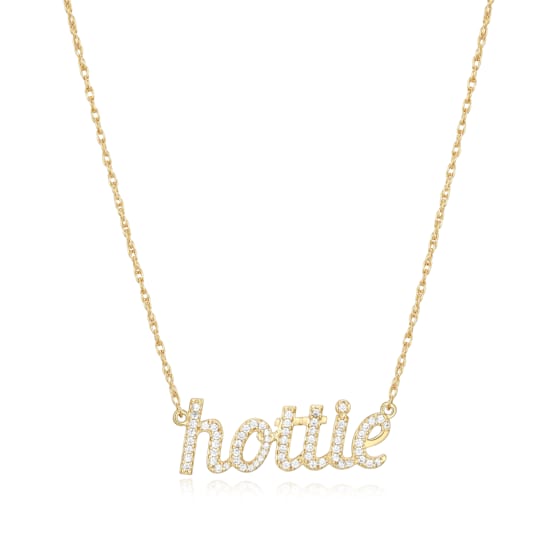 18K Yellow Gold Sterling Silver Cubic Zirconia "Hottie"
Pendant Necklace
