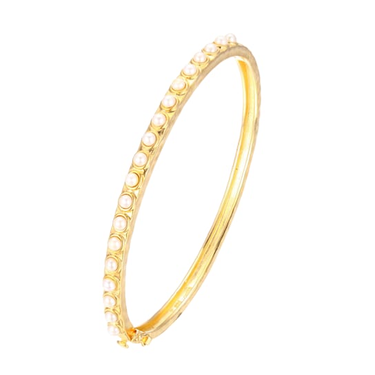 Sterling silver Gold Plated White Pearl bangle