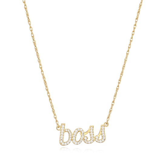18K Yellow Gold Sterling Silver Cubic Zirconia "Boss" Pendant Necklace