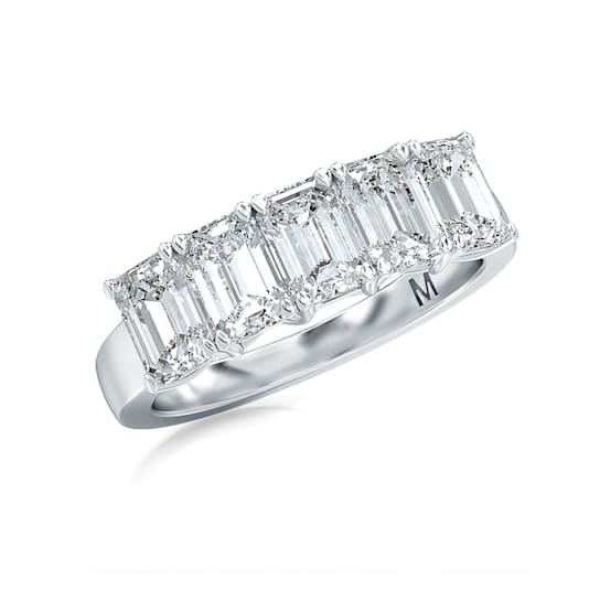 1.00 Ct Emerald Cut five stone Lab-Grown Diamond band in Emerald Cut set
vertical in 14K White Gold.