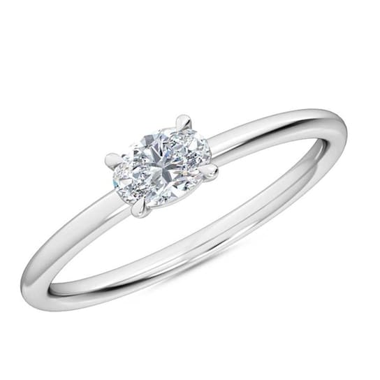 0.25Ct Petite ring with Oval Lab Grown Diamond in 14K gold