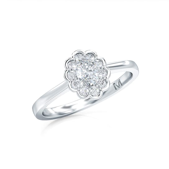 0.50 Ct Oval Shaped Halo Lab-Grown Diamond Ring Set in 14K White Gold