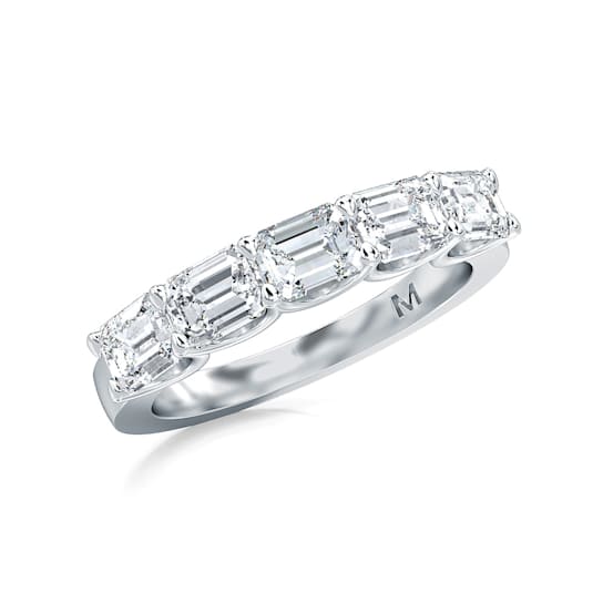 1.50 Ct Emerald Cut five stone Lab-Grown Diamond band set Horizontally
in 14K White Gold.