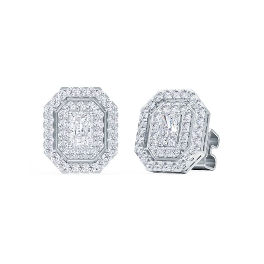 0.75 Cts Emerald Cut Lab-Grown Halo Diamond Earrings in 14K White Gold
(F-G, VS-SI, 0.75 Cttw)