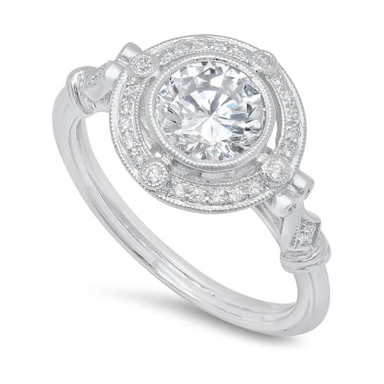Beverley K 18K White Gold 0.12ctw Diamond Engagement Ring with a Cubic
Zirconia Center