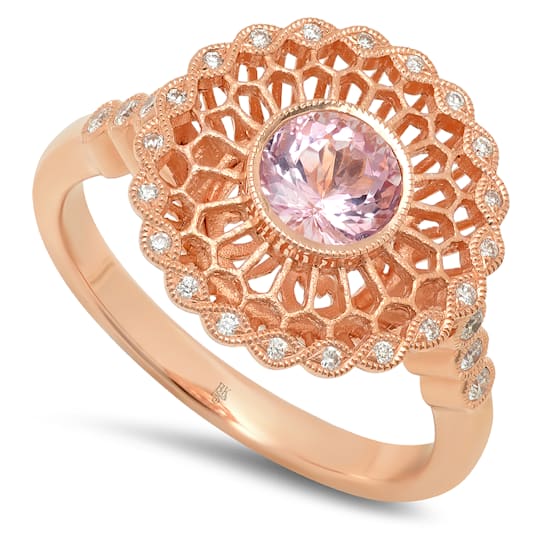 Beverley K 14K Rose Gold Diamond 0.13ctw and Morganite 0.60ctw Ring