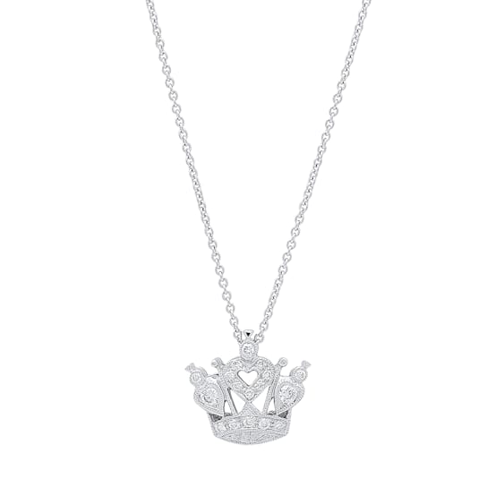 Beverley K 14K White Gold 0.11ctw Diamond Crown Pendant