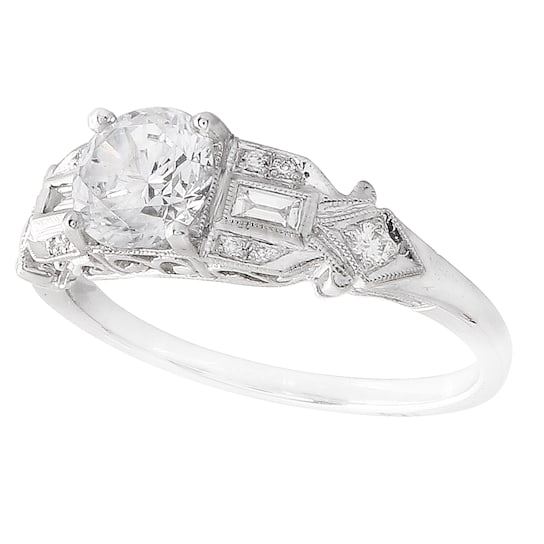 Beverley K 18K White Gold 0.10ctw Diamond Engagement Ring Set with a
Cubic Zirconia Center