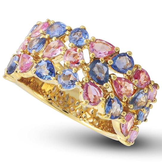 Beverley K 14K Yellow Gold 2.03ctw Light Blue Sapphire and 1.72ctw Pink
Sapphire Band