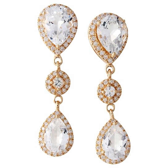 Beverley K 14K Yellow Gold Diamond 0.34 ctw and White Topaz 4.53 ctw Earrings