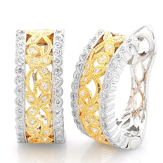 Beverley K 18K White and Yellow Gold Diamond 0.30ctw Huggie Earrings