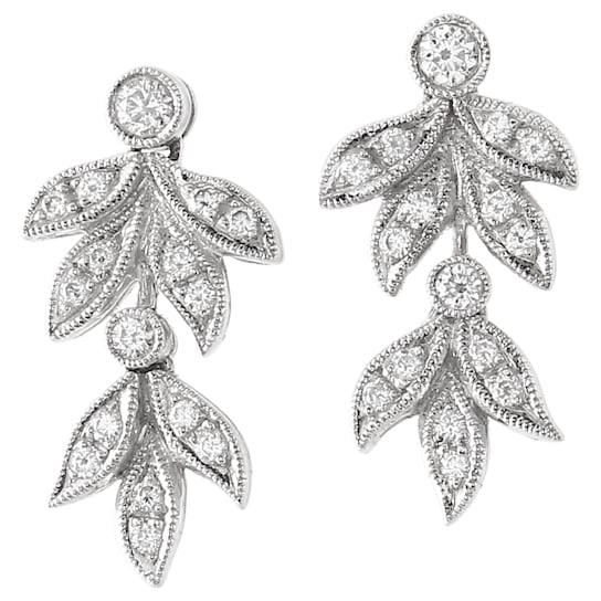 Beverley K 18K White Gold Floral Post Earrings with 0.30 ctw Diamonds