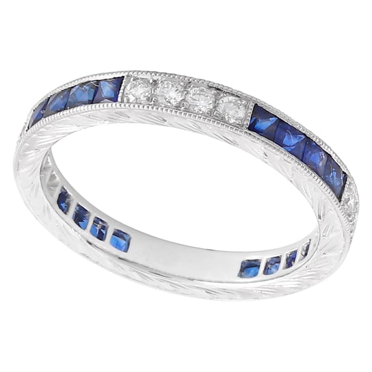Beverley K 14K White Gold 0.32ctw Diamond and 0.96ctw Sapphire Eternity Band