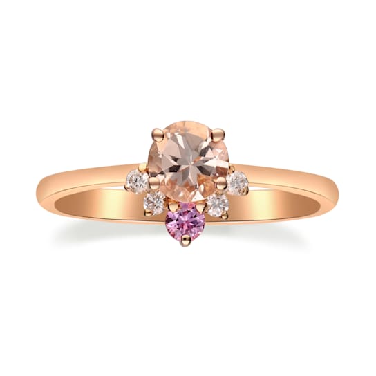 Gin & Grace 18K Rose Gold Real Diamond Ring (I1) with Morganite
& Pink Sapphire