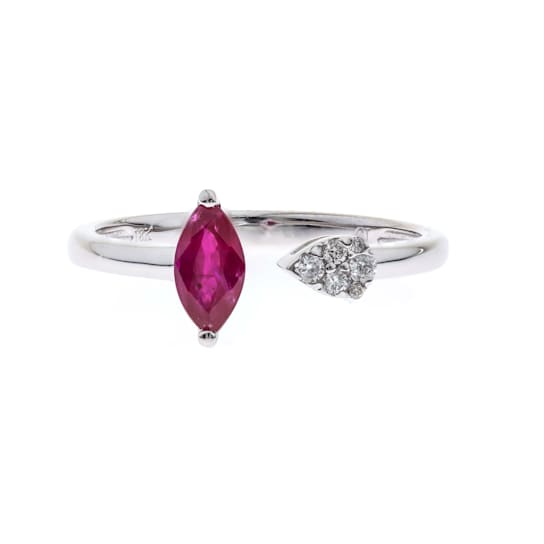Gin and Grace 18K White Gold Ruby Ring with Diamonds