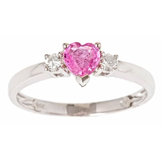 Gin & Grace 14K White Gold Real Diamond Promise Ring (I1) with
Natural Ceylon Sapphire