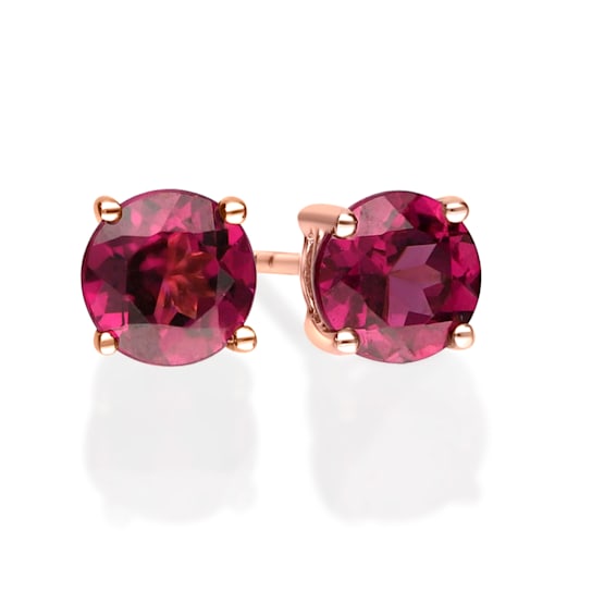 Gin & Grace 10K Rose Gold Raspberry color Natural Rodholite Garnet
Stud Earring