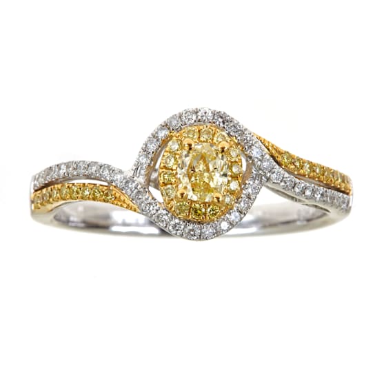 Gin & Grace 14K Two-Tone Gold Natural Yellow and White Diamond Ring
