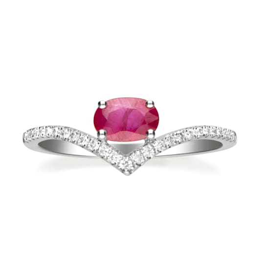 Gin & Grace 14K Yellow Gold Genuine Ruby and Real Diamond (I1) Ring