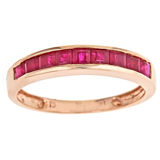Gin & Grace 14K Rose Gold Ring with Princess Cut Ruby