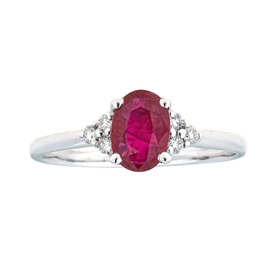 Gin & Grace 10K White Gold Ruby and Diamond Engagement Ring