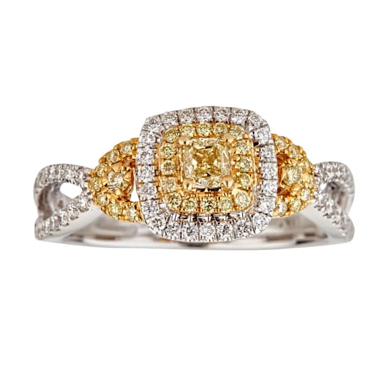 Gin & Grace 18K White Gold Natural Yellow Diamond (I1) Ring
