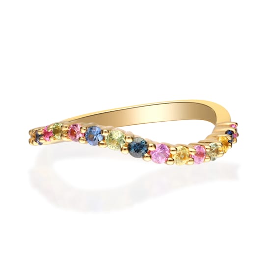 Gin & Grace 18K Yellow Gold Ring with Natural Multi Sapphire