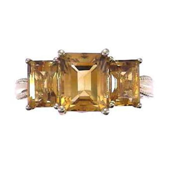 Gin & Grace 14K Yellow Gold Real Diamond Anniversary Ring (I1) with
Natural Citrine 3 Stone