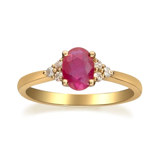 Gin & Grace 10K Yellow Gold Real Diamond Promise Ring (I1) with
Genuine Ruby