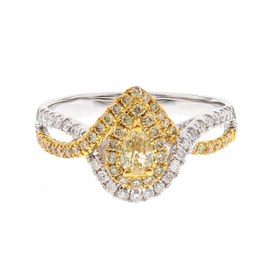 Gin & Grace 18K Two-Tone Gold Natural Yellow and White Diamond Ring