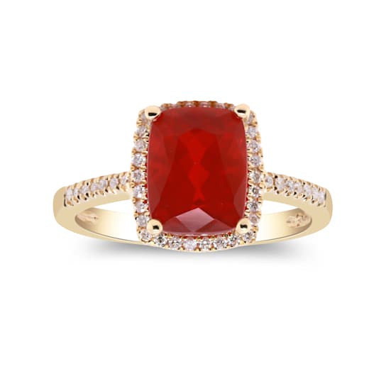Gin & Grace 14K Yellow Gold Natural Fire Opal & Real Diamond
(I1) Ring