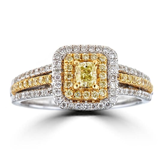 Gin & Grace 18K White Gold Natural Yellow Diamond (I1) Ring