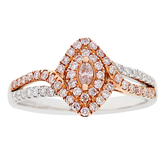 Gin & Grace 18K Gold Real Diamond Ring (I1) with Natural Pink Diamond