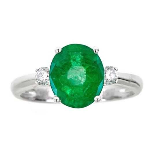 Gin & Grace 14K White Gold Natural Emerald & Real Diamond (I1)
Band Style Ring